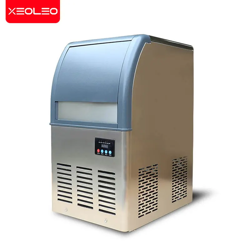 XEOLEO-máquina de hielo comercial R134a, máquina de hielo con capacidad de 54kg/24h, para tienda de té con leche/café/restaurante, almacenamiento de 26kg