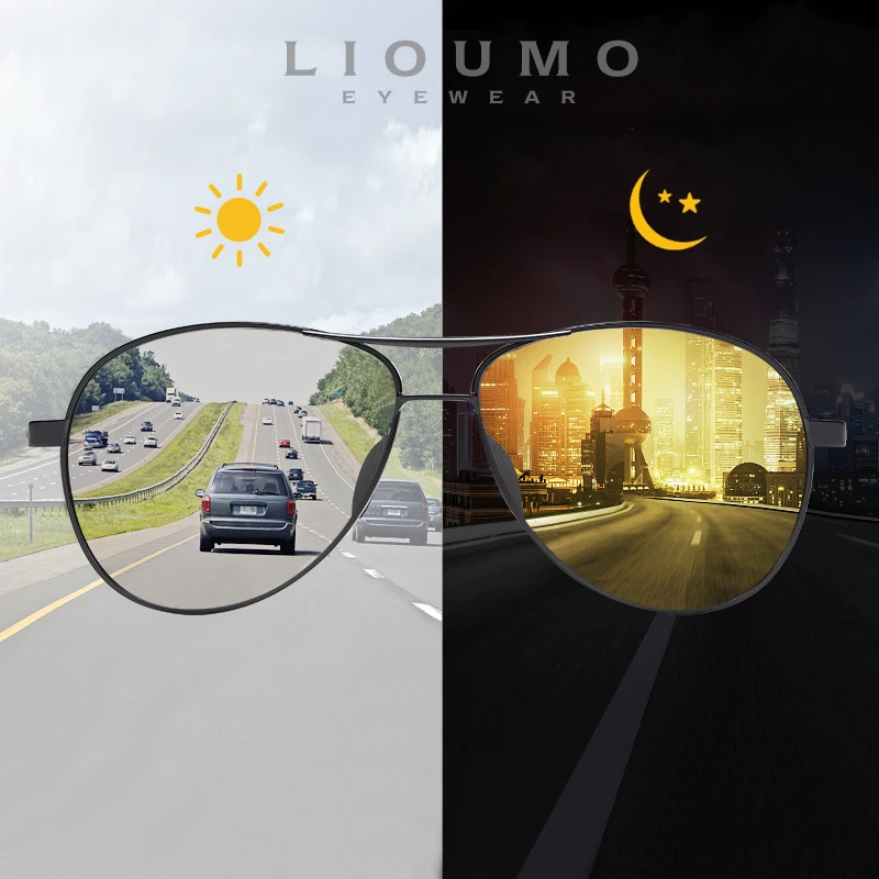 

LIOUMO Aviation Sunglasses For Men Women Fashion Polarized Driving Glasses Photochromic Eyewear Anti-Glare lentes de sol hombre