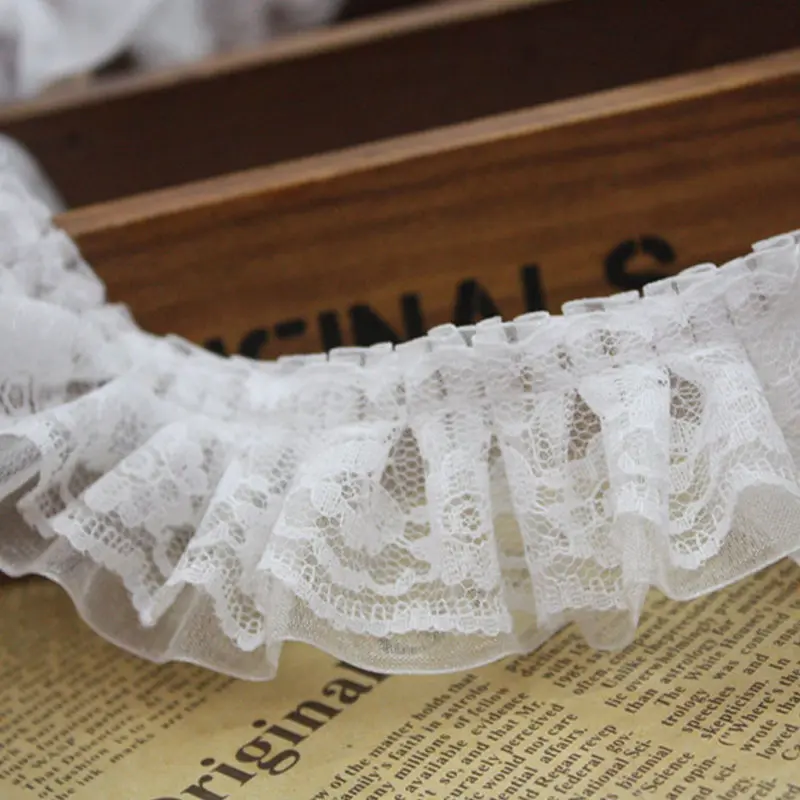 3YD 4cm Gauze Ribbon Cake Skirt Lace Confused Discount Doll Skirt Lotus Leaf Folds Clothing Accessories Lace