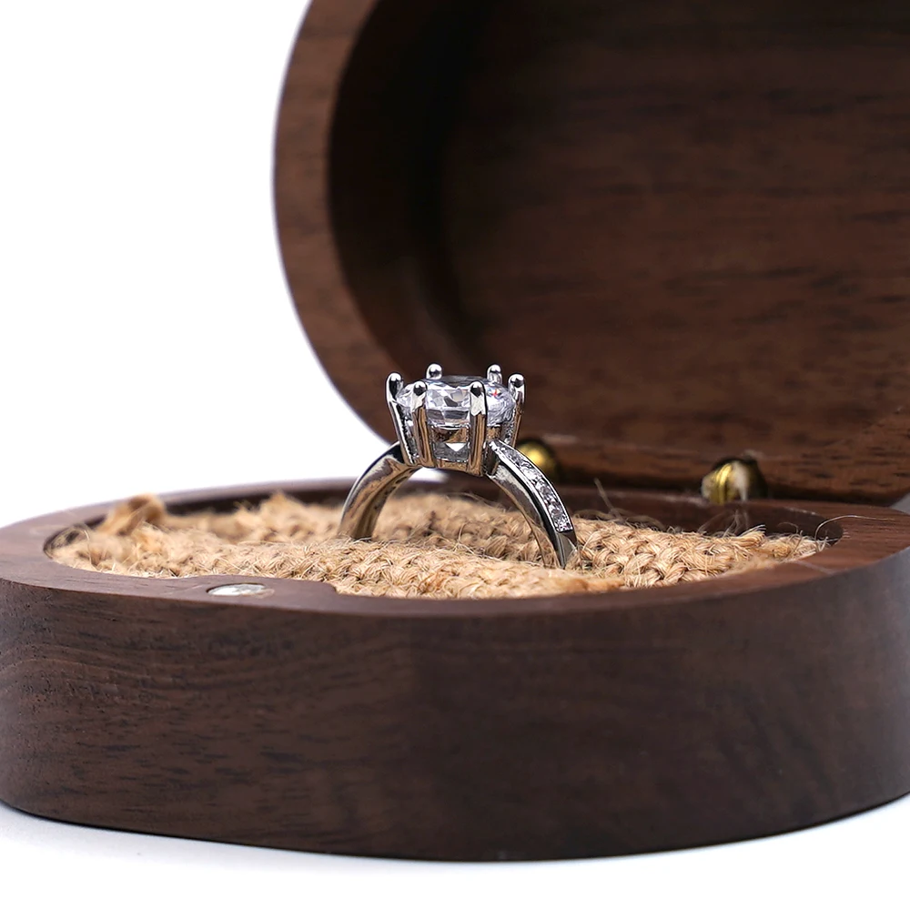 Wholesale Wood jewelry Ring Box,Rustic Wedding Wooden Ring Holder,Customized Wedding Ring Bearer Wood Gift Box