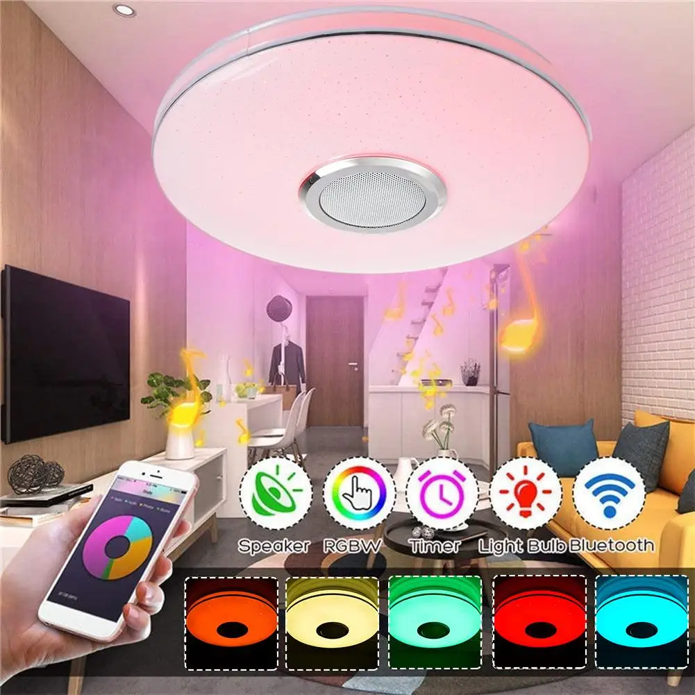 Lampada da soffitto a LED RGB dimmerabile 36W Music Light APP telecomando Bluetooth Smart camera da letto Timer lampada da notte