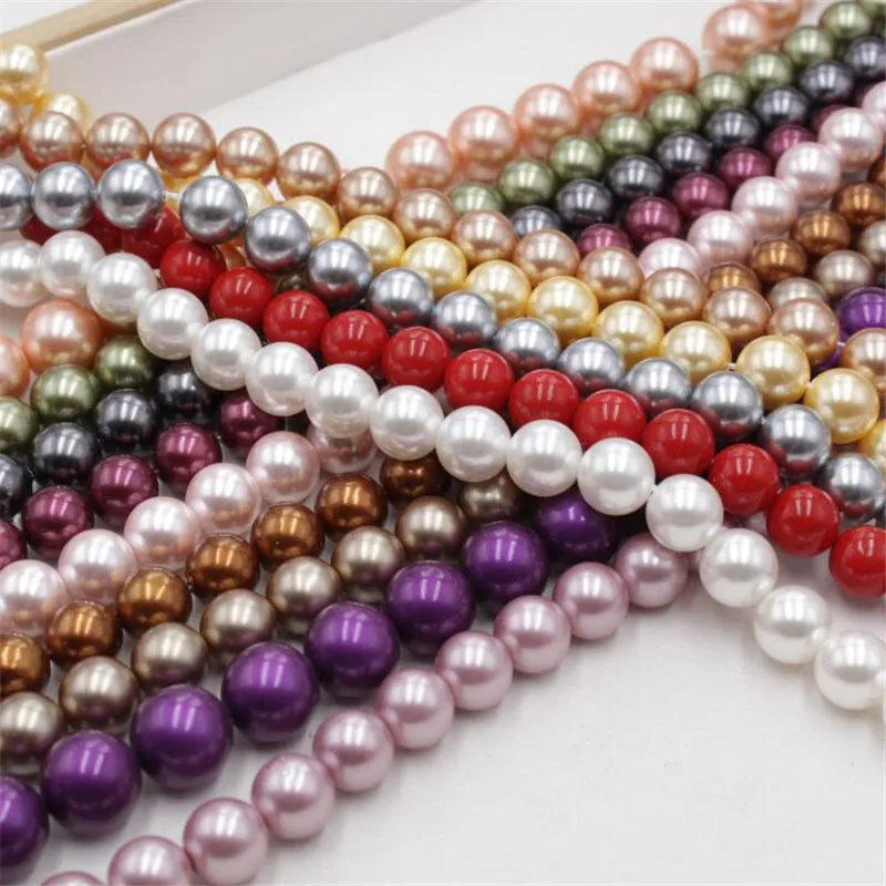 Multicolor Shell Pearl Beads Natural Round Loose Spacer Finding Beads For Jewelry Making Diy Necklace Bracelet 15\