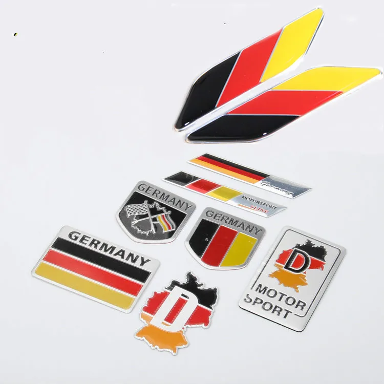 

1 Pcs Aluminium Chrome Emblem Badge Body Decoration Sticker Front Grill Stickers Fit GERMANY Flag Square Badge Car Styling