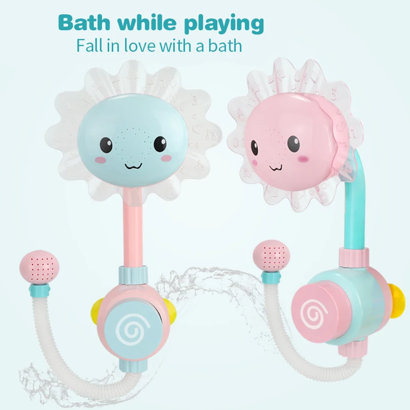 Baby Bath Toy Bathing Tub Sunflower Shower Faucet Spray Water Swimming Bathroom Bath Toys For Children Funny Water Game Shower