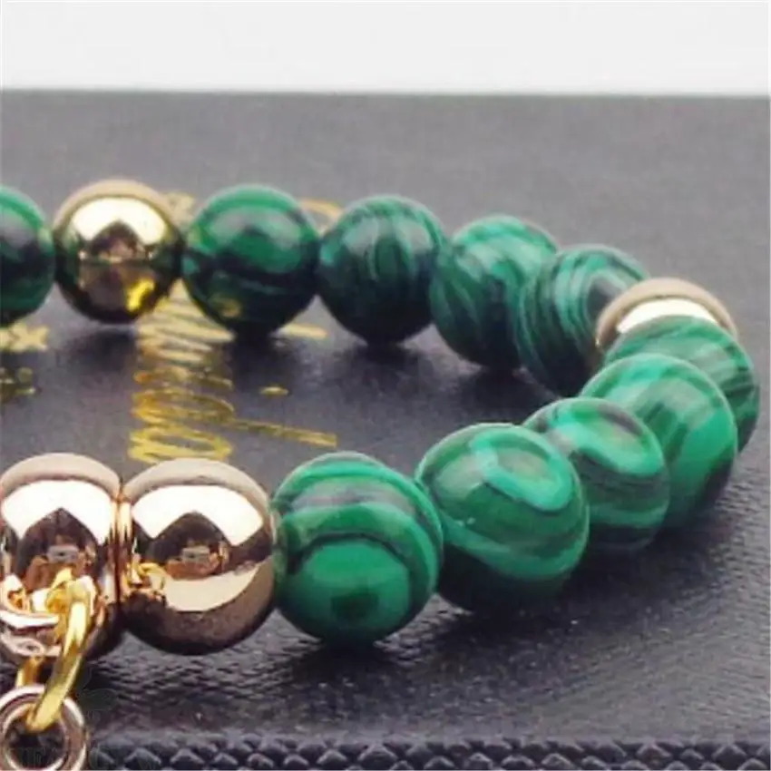 8MM Malachite Buddhist Bead Bracelet Buddhism Stretchy Tibet Silver Unisex Cuff Healing Meditation Prayer Men Yoga