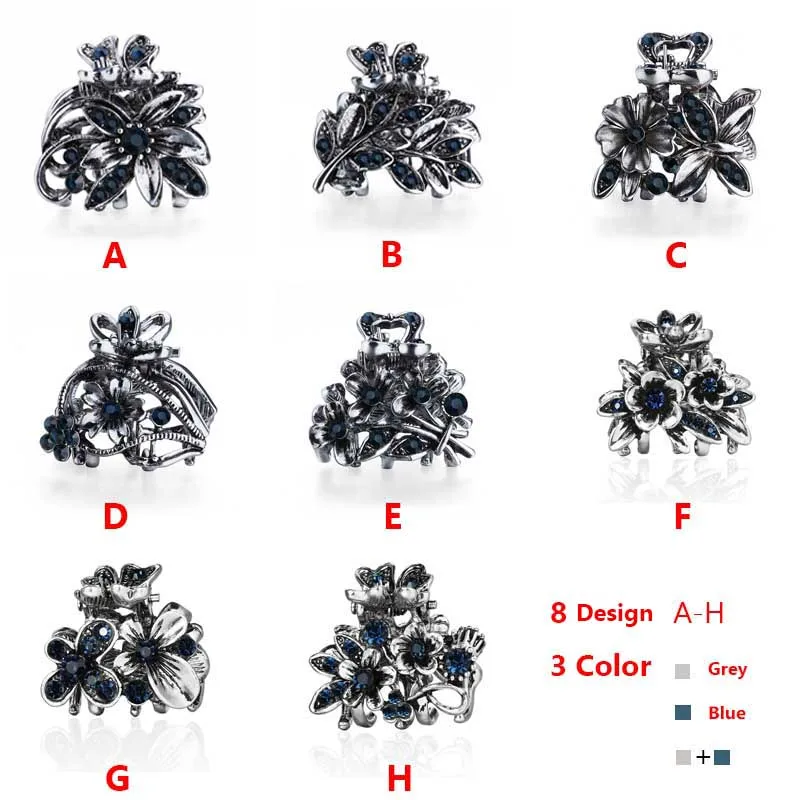 Frauen Wunderschöne Strass Kleine Blume Haar Klaue Clips Metall Kristalle Haarnadeln Haar Zubehör für Mädchen Kopfschmuck Ornament – Detail 1