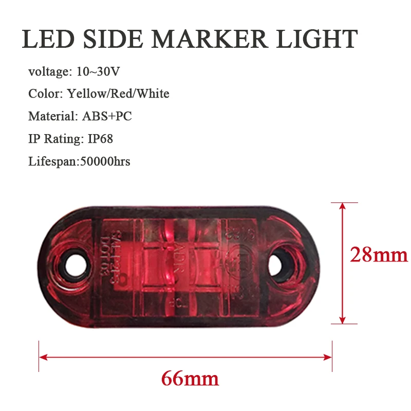 4PCS 2 Oval LED Universal Led light Side Marker Lights for Trailer Trucks Caravan Clearance Lamp Surface Mount 12V 24V