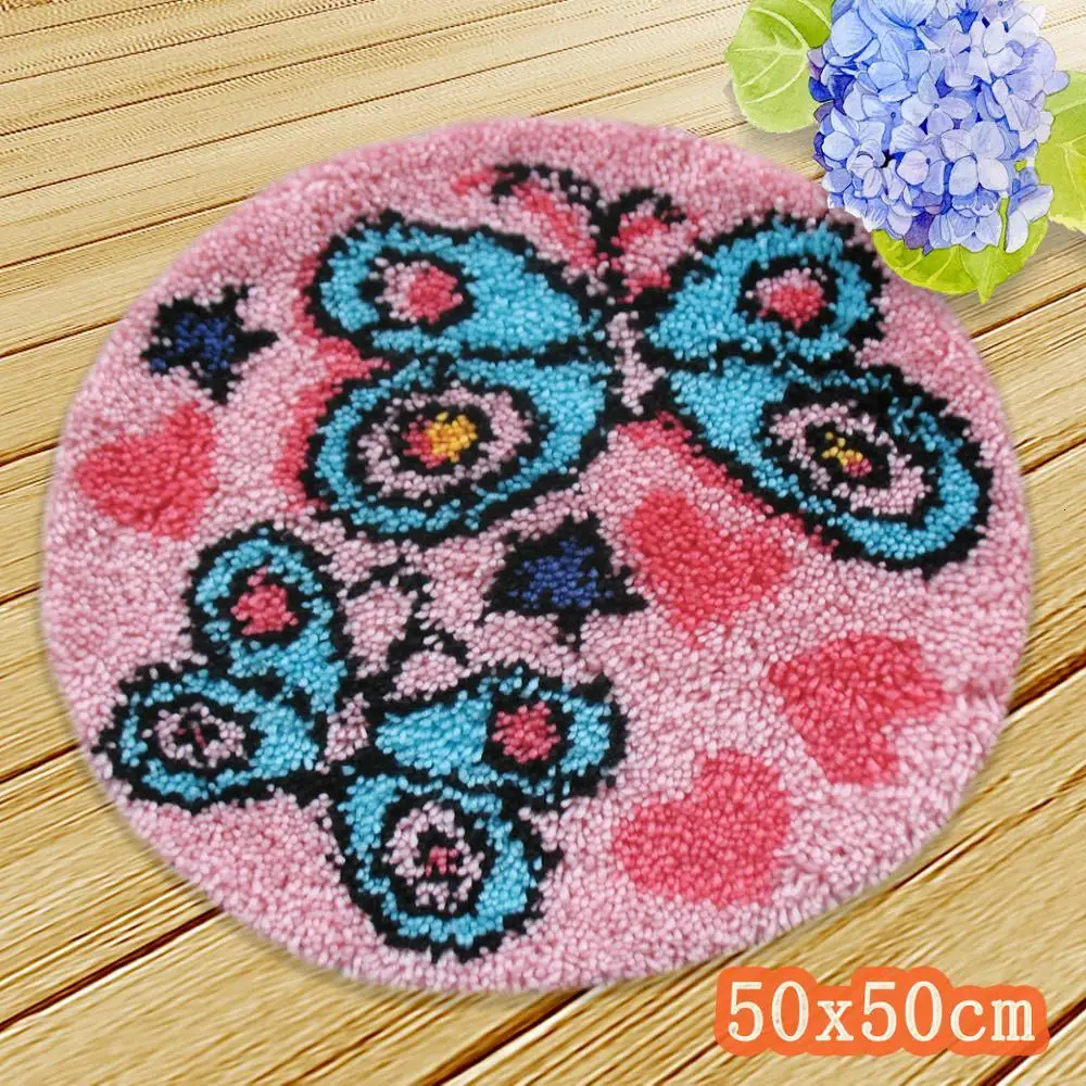 Mat Latch Hook Smyrna Knooppakket Button Cushion Kit Embroidery Carpet Cushion Animals Needlework Almofadas Do It Yourself DIY