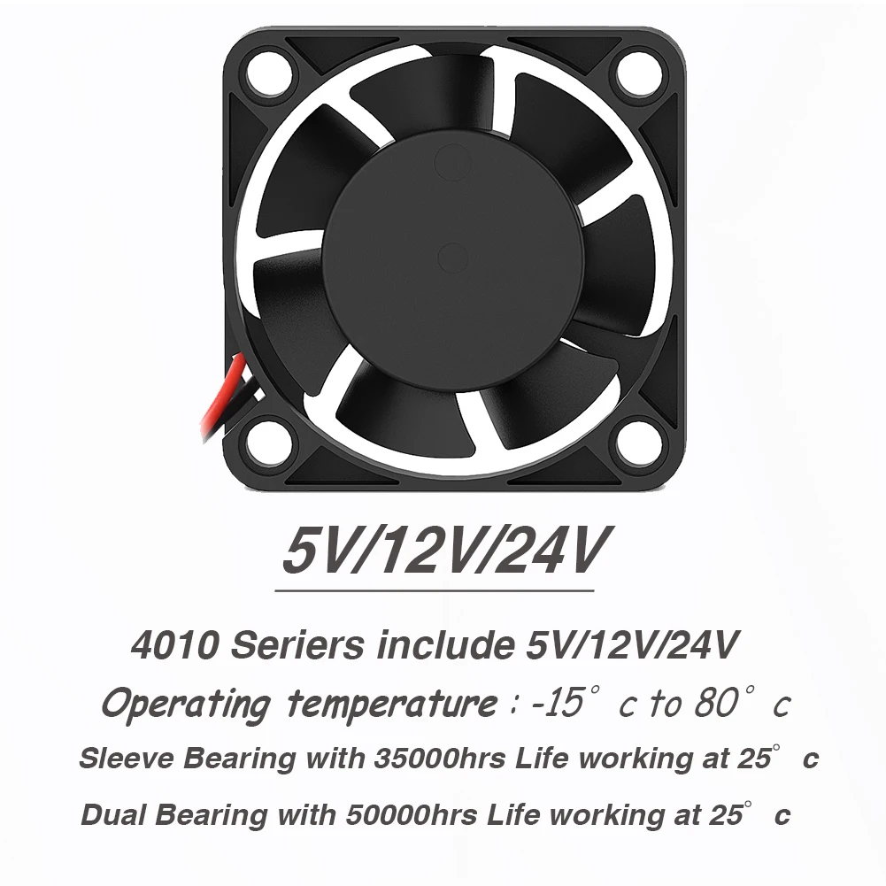 2 Pieces 5V 12V 24V 4010 40mm Cooling Fan 3D Printer Cooling  Fan DC Brushless Fan Sleeve/Ball Radial Fans 40x40x10mm Fan