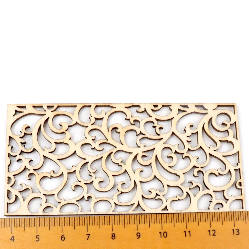 Chinese Style Retro Frame Lace Pattern Wooden Scrapbooking Sewing Home Decoration Craft Handmade Accessory 5pcs 9.9x4.8cm MZ408