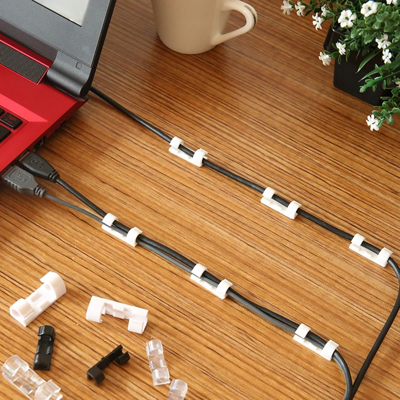 10pcs Self-Adhesive Cable Clips Organizer Drop Wire Holder Cord Management Cable Winder protector cable for iphone