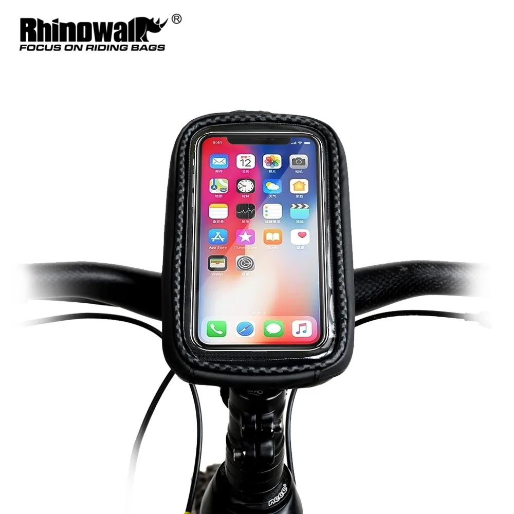 Rhinowalk New Bike Handlebar Phone Bag For 4.5-7 Inch  Phone Water-Resistant Bicycle Bag  Hardshell Shockproof 1L Storage Space