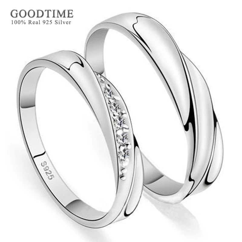 Fashion Couple Ring For Women Men 100% Pure 925 Sterling Silver Jewelry Romantic Wedding Rings For Lovers