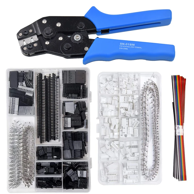 SN-01BM Crimping plier Kit CrimperTool 1550PCS 2.54mm Dupont Connectors 460pcs 2.54mm JST-XH Connectors AWG 26-20(0.1-0.5mm²)