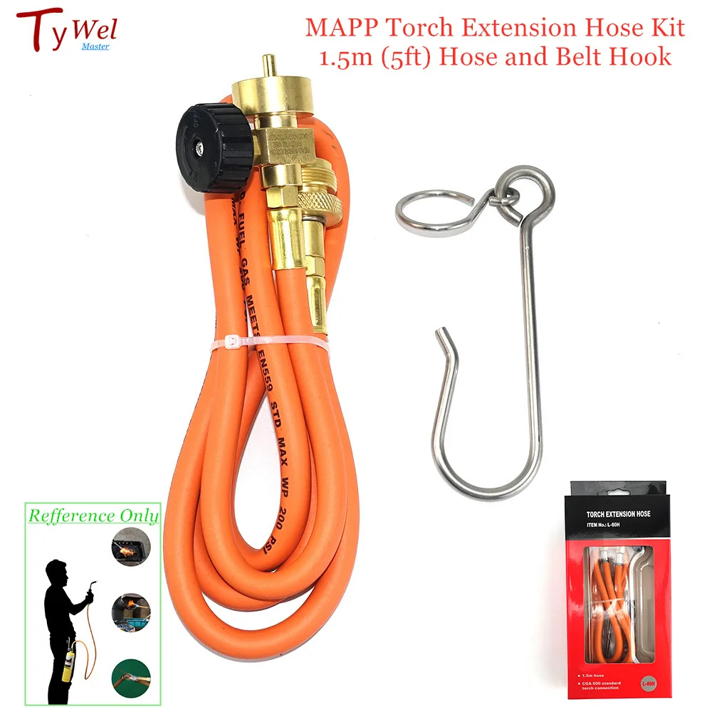 mapp tocha extensao kit mangueira belt gancho para gas braze soldagem tocha 15m 5ft 01