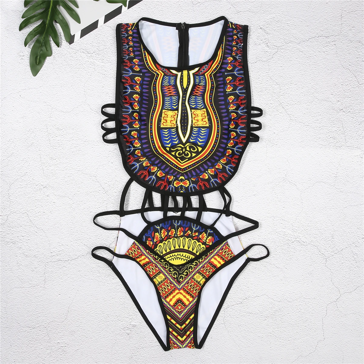 Women Ethnic Floral One-Piece Swimsuit African Bathing Suit High Waist Print Cover Up Bikini Set Vintage Sexy Swimwear Beachwear