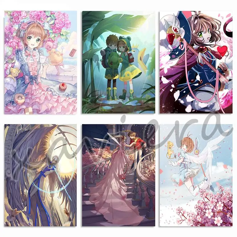 

5D Diy Diamond Embroidery Cardcaptor Sakura Anime Diamond Painting Cartoon Magic Girl Full Round Drill Mosaic Rhinestone Picture