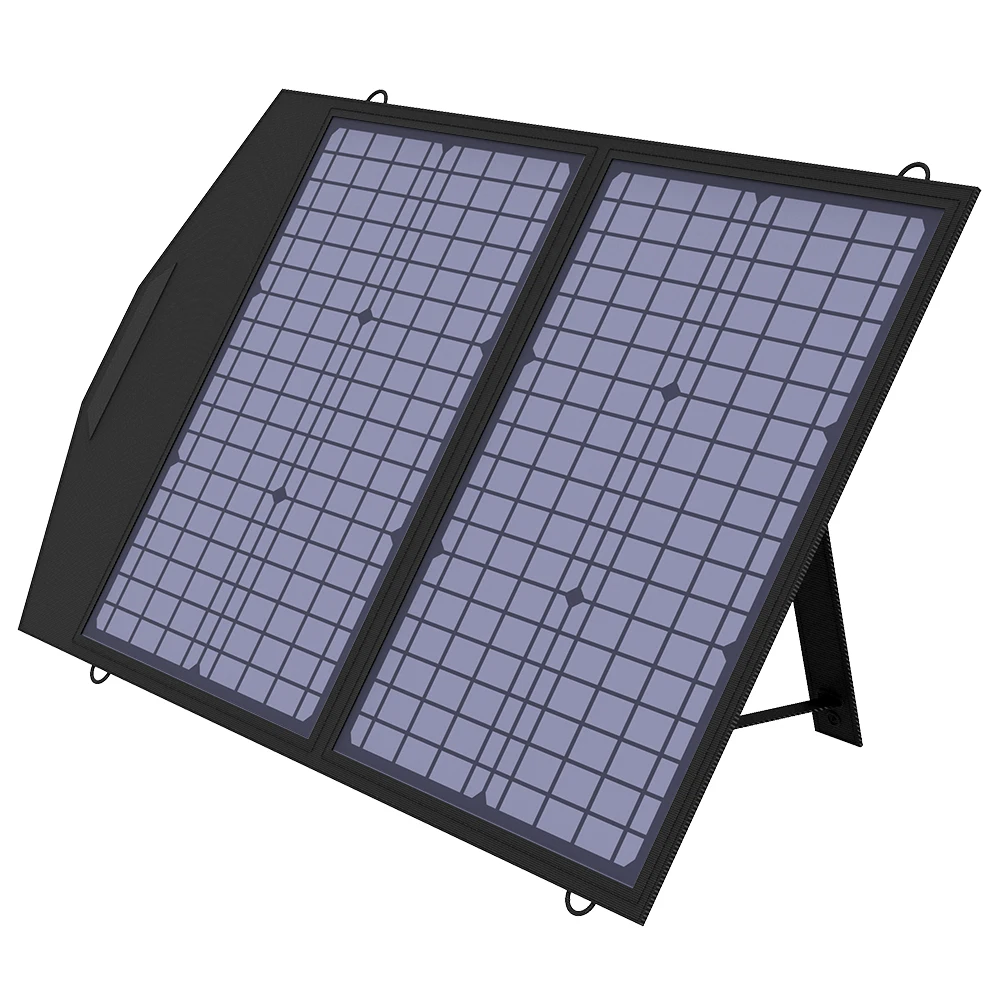 18V60W Portable Solar Panel (USB+DC Output) , Foldable Monocrystalline Solar Cell Solar Charger for Smart Phone, Laptop, Camping