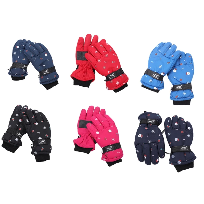 2024 New Christmas Pattern Full Finger Gloves Fleece Lined Mittens Winter Ski Mittens