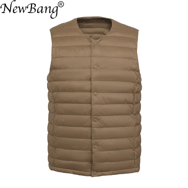 NewBang 7XL 6XL rozmiar 90% matowa tkanina męska kaczka dół kamizelka Ultra lekkie kamizelki puchowe lekki wiatrówka bez rękawów