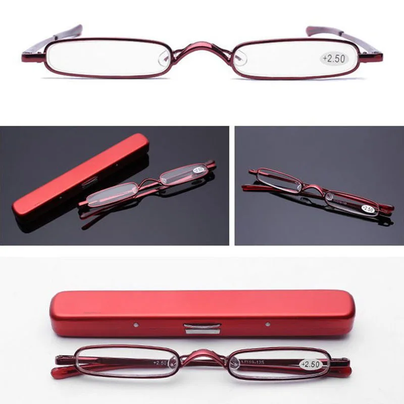 Men's Portable Pen Holder Reading Glasses Ladies Ultra Light Compact Metal Reading Glasses Send High-Grade Glasses Case