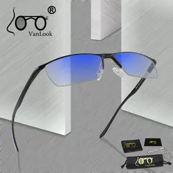 Blue Light Blocking Men's Computer Glasses Transparent Spectacles Anti Blueray Protective Eyewear Magnesium Aluminum Yellow Lens