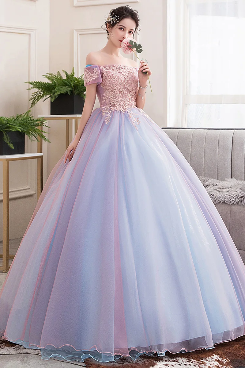 Vestidos de quinceañera 2023, Vestidos Vintage sin hombros para fiesta de graduación, vestido de baile de lujo con encaje bordado de tul, Vestido largo de anfitrión