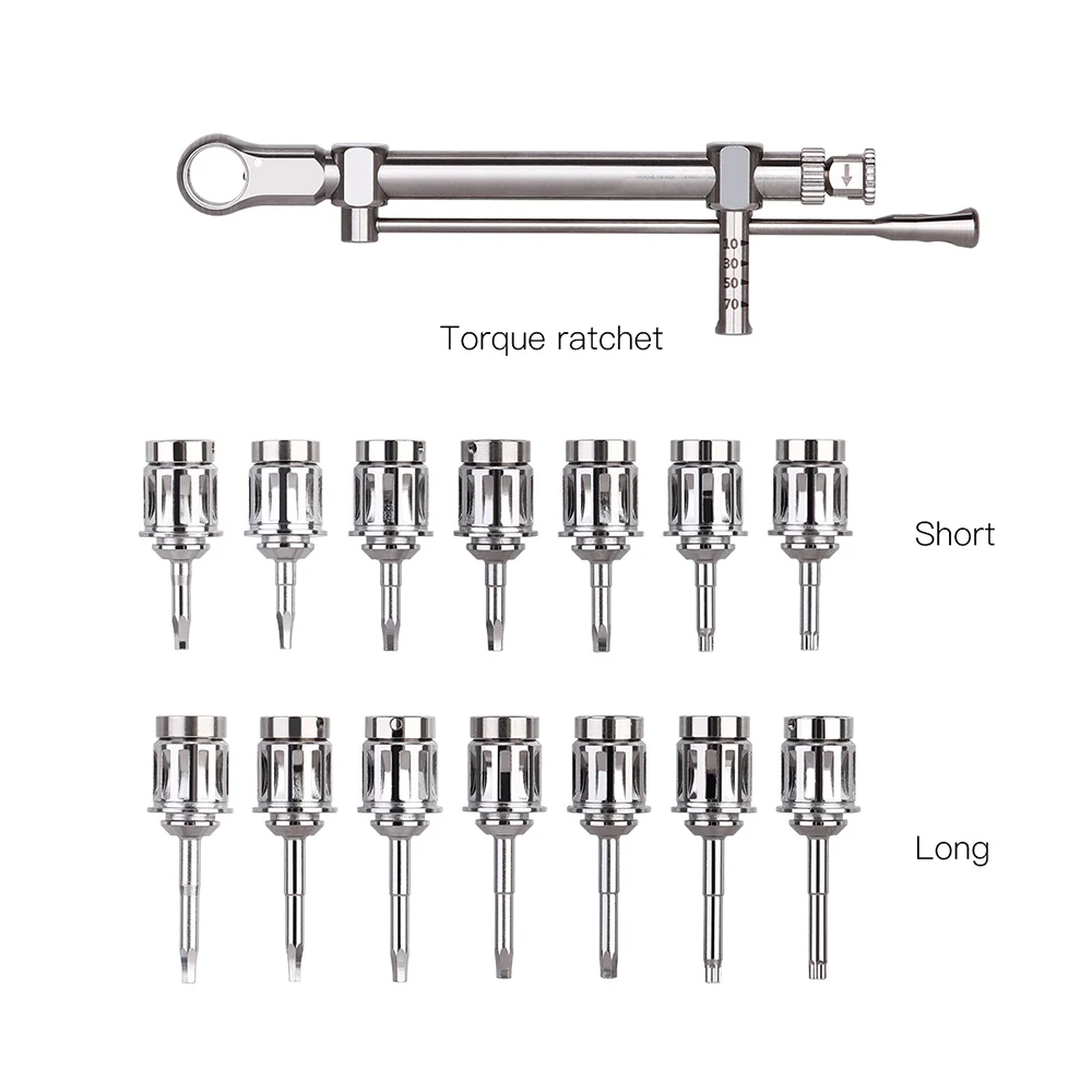 Dental Implant Torque Wrench Ratchet 10-70NCM with Screwdriver Repair Tools Drivers & Wrench Kit