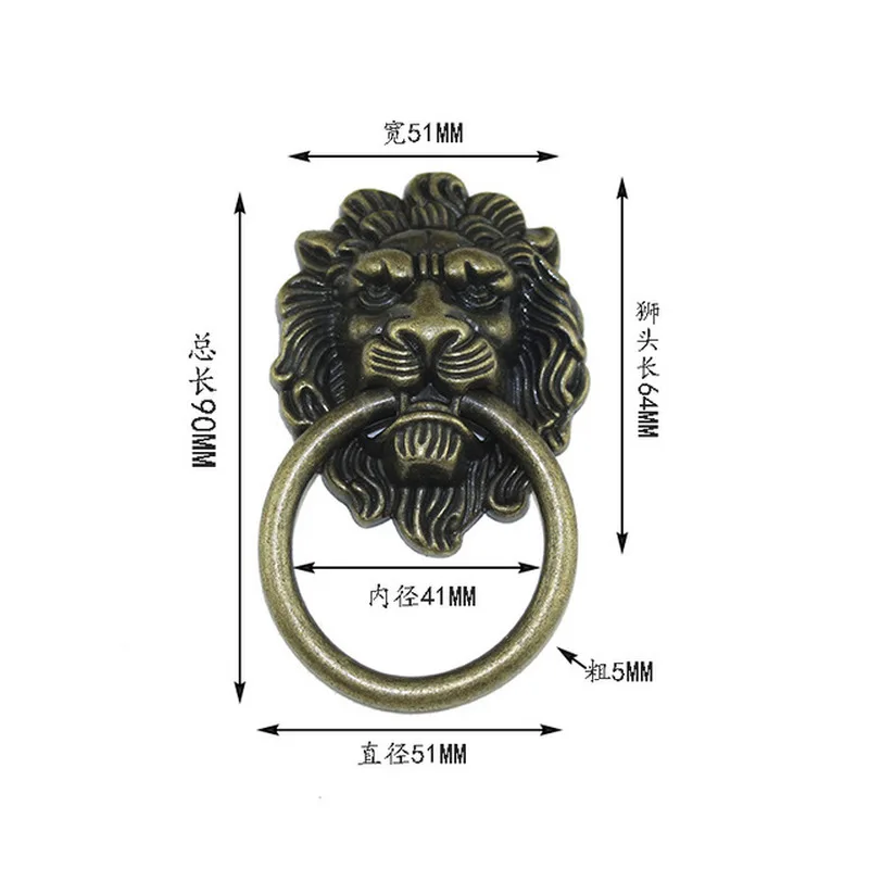 67*46 мм винтажные ручки для мебели с львиной головкой ручки с кольцом для вытягивания комнаты шкафа ящика двери Ретро украшение фурнитура Аксессуары