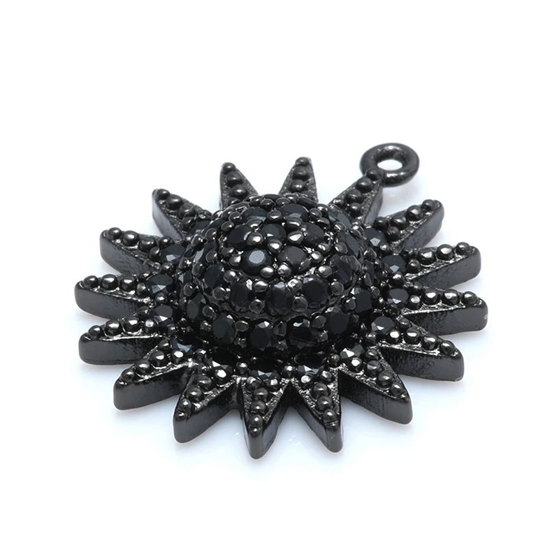 Black Sun Flower Charms Pendants Accessories for Man Woman Earrings Jewelry Making Jewelry Findings