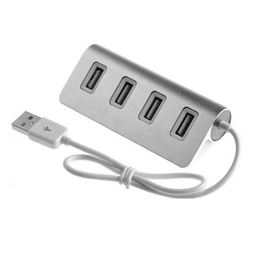 Portable Size Aluminum Alloy Super High Speed 4 Ports USB Hub USB Splitter Adapter With LED Indicator For PC Laptop Computer
