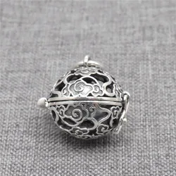 925 Sterling Silver Prayer Box Pendant with Cloud Design Wish Memory Locket for Necklace