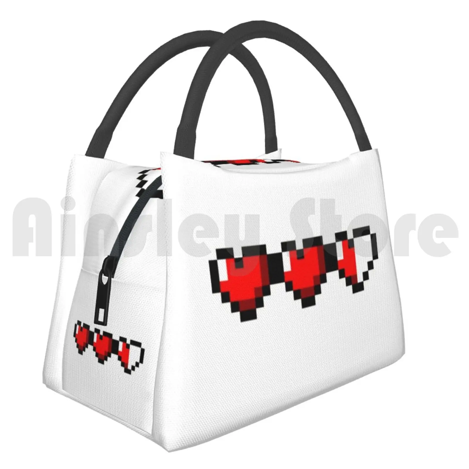 

Cooler Lunch Bag Picnic Bag Half-Heart Video Game Hearts Retro Life Heart Games Video Game Thu Boy Fun