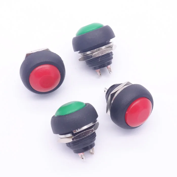 6Pcs PBS-33b 2Pin Mini Switch 12mm 12V 1A Waterproof momentary Push button Switch since the reset Non-locking