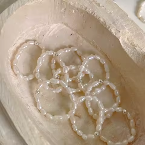 Amaiyllis S925 Sterling Silver Baroque Freshwater Pearl Elastic Ring Handmade Boho Index Finger Ring For Women Jewelry