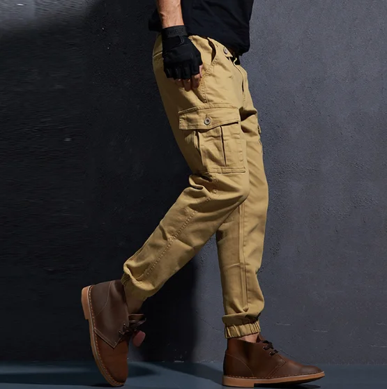 Calça cargo masculina, calça harem tática flexível de tamanho grande, calça militar de hip hop, para corrida, 2020