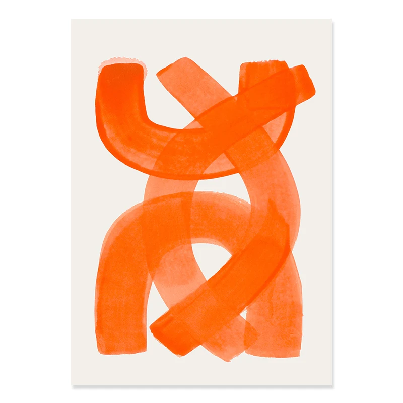 Modern Abstract Canvas Painting Orange Brush Strokes Duvet Wall Art Poster and Print Picture for Living Room Home Decor