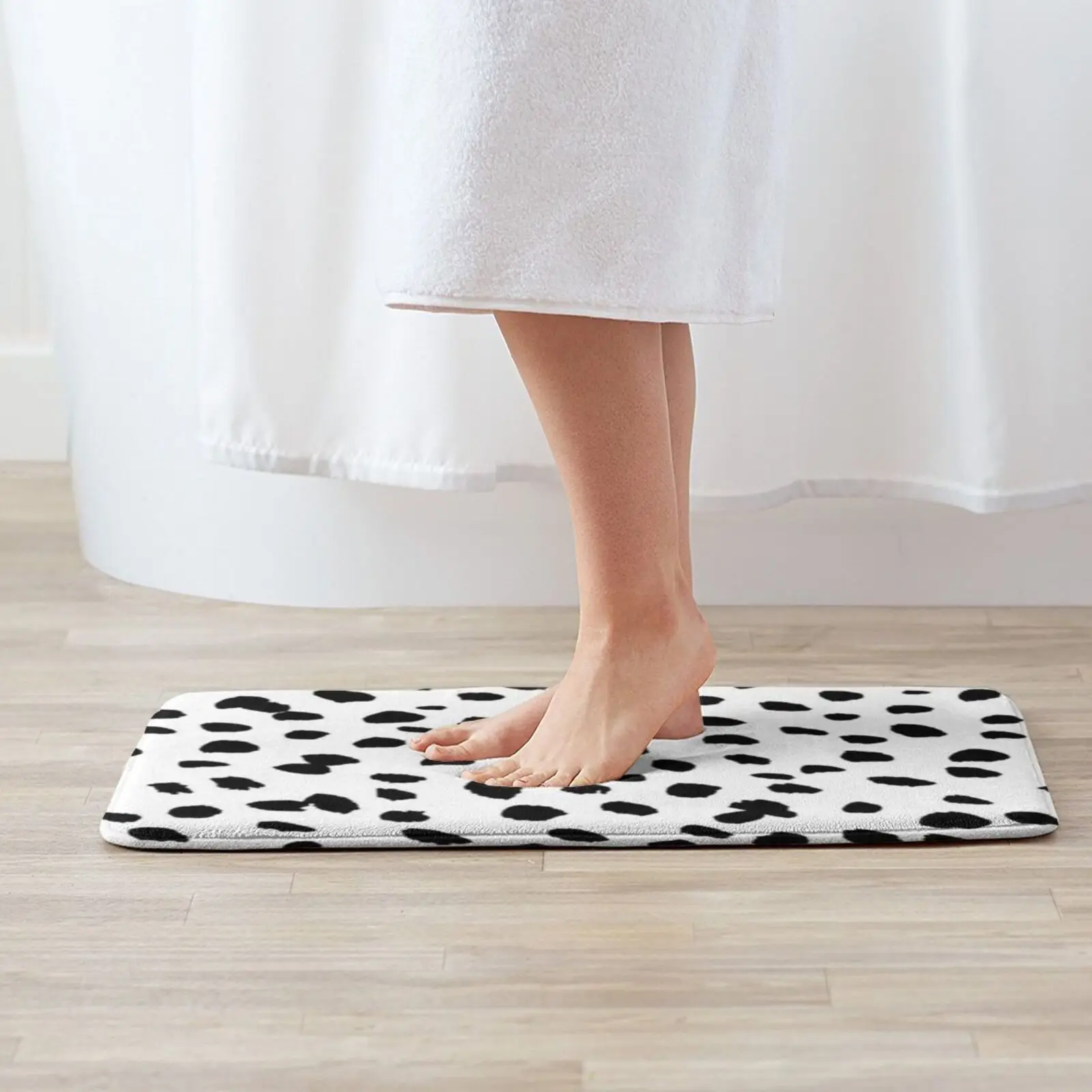 Black And White Dalmatian Mat Rug Carpet Anti-Slip Floor Mats Bedroom Dalmatian Black And White Spots Cute Dog Puppy Dots