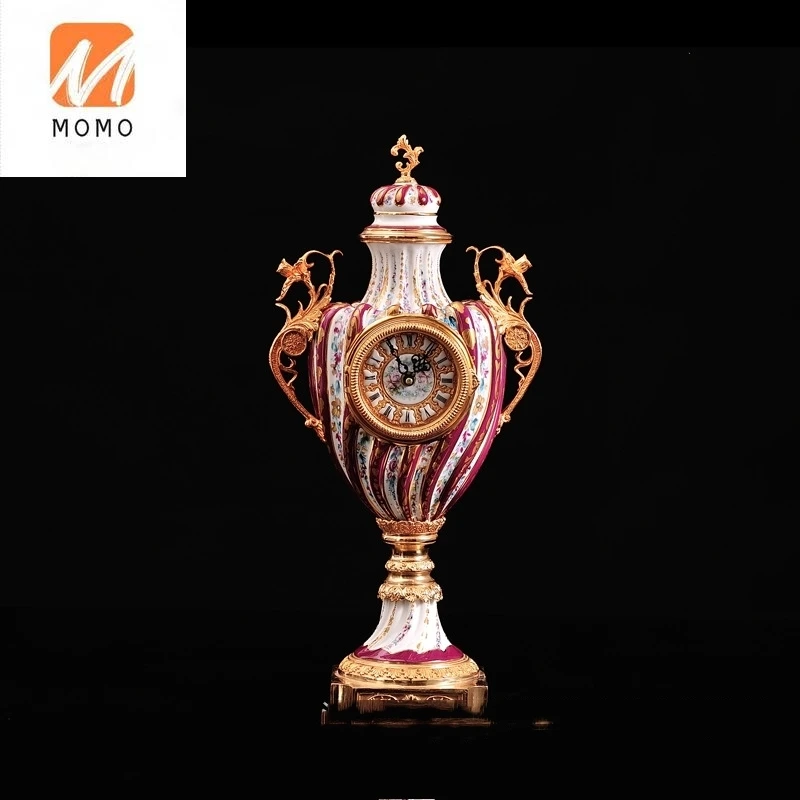 Luxury Watch Pendulum Jewelry Living Room Ceramic Clock Inlaid with Copper Ona Door