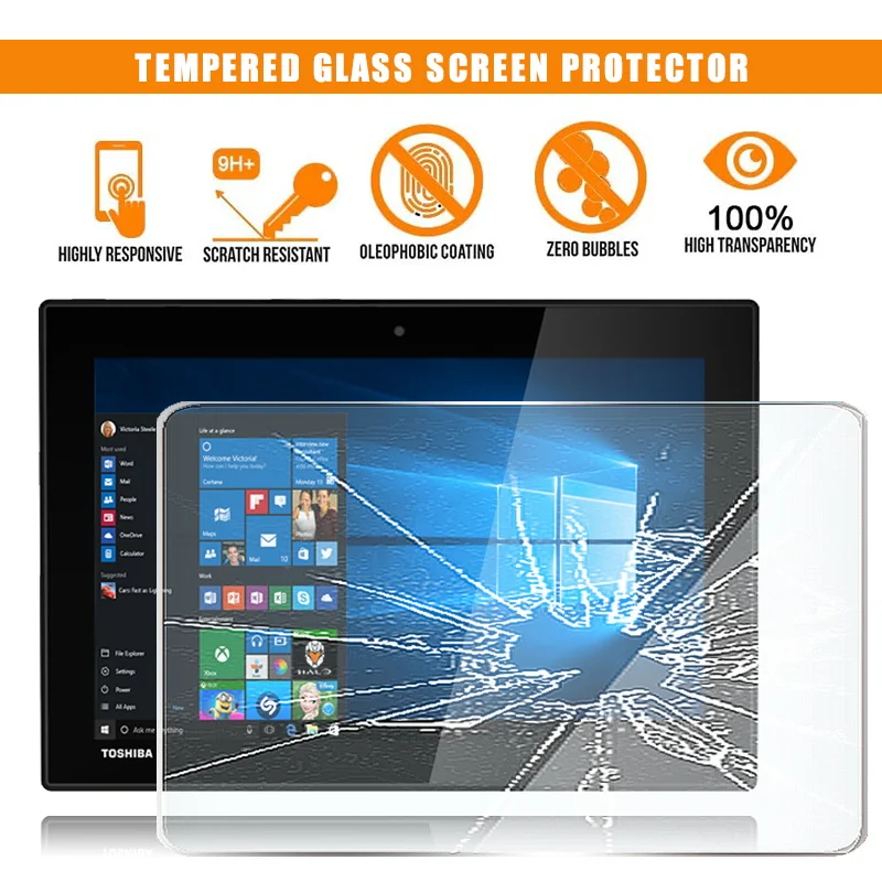 

For TOSHIBA Satellite Click 10 Tablet Tempered Glass Screen Protector 9H Premium Scratch Resistant HD Clear Film Cover