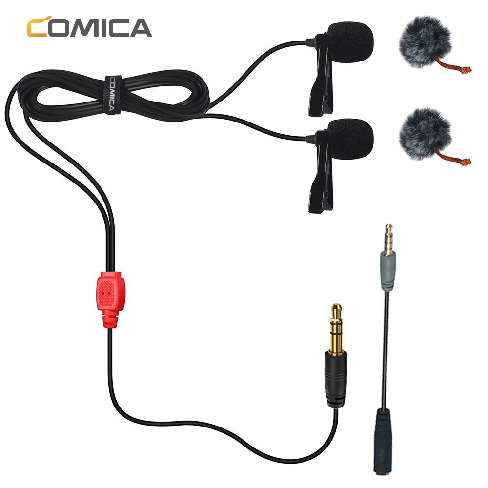 CoMica CVM-D02 Microphone 2.5M 4.5m 6.0m Lavalier Condenser Microphone Mic for DSLR Camera Phone Gopro Studio Microphone