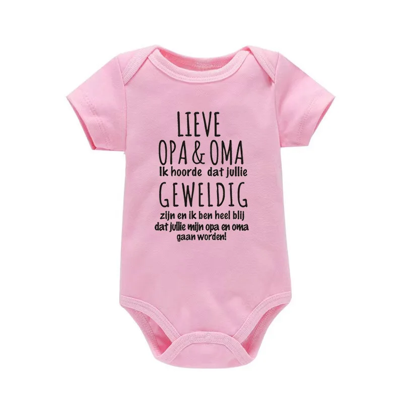 Funny Baby Bodysuit LIEVE OPA & OMA Ik hoorde dat jullie Print Newborn Baby Pregnancy Announcement Bodysuit Cotton Onesie