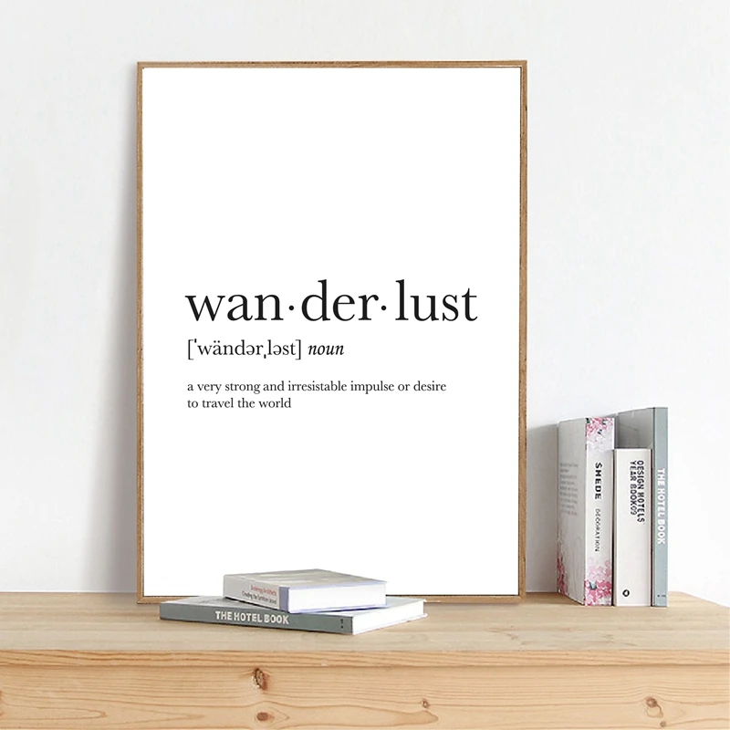 Wanderlust Definition Print Travel Gift College Dorm Decor Dictionary Wall Art Canvas Painting Minimalist Poster Home Decoration