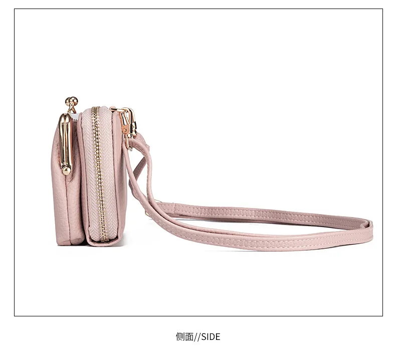 Women Mini Shoulder Bag Soft PU Leather Small Purse Long Money Wallet Mobile Phone Multifunction Credit Card Holder For Girls