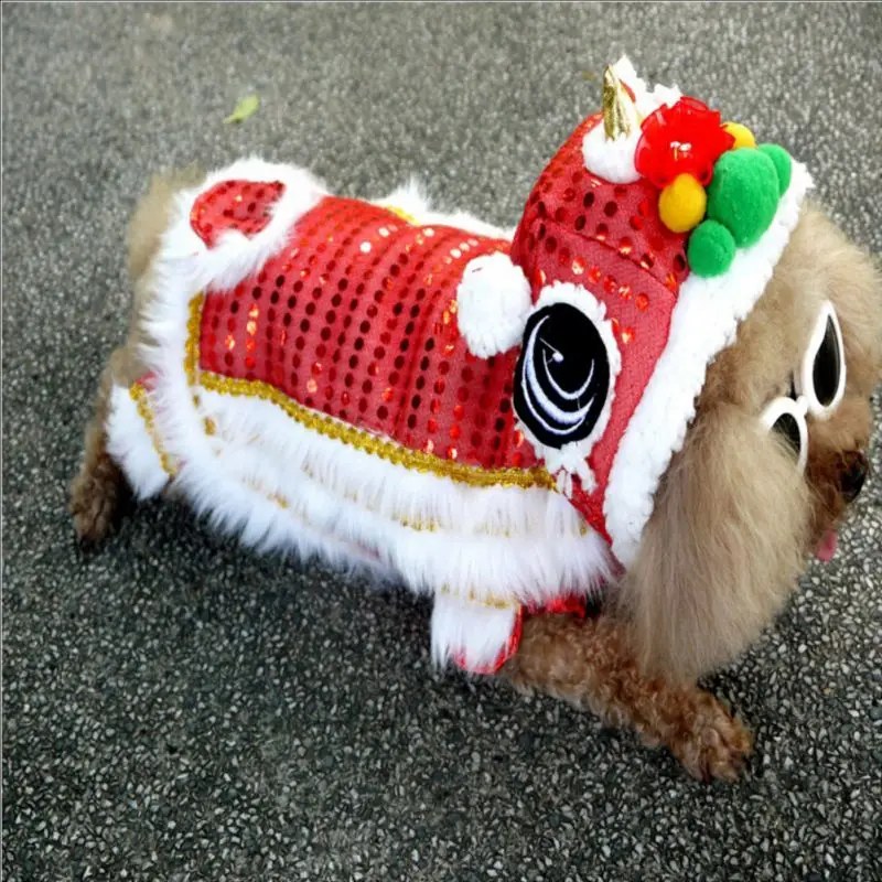 Dog Clothes New Year Pet Chinese Lion Dance Costume Coat Winter Puppy Costume Small Dog Spring Festival Tang Suit For Chihuahua