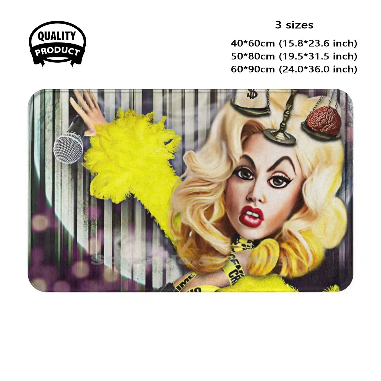 

Surprise Box Soft Cushion Home Carpet Door Mat Car Rug Caricature Humor Microphone Scale Money Show Singer Pop Music