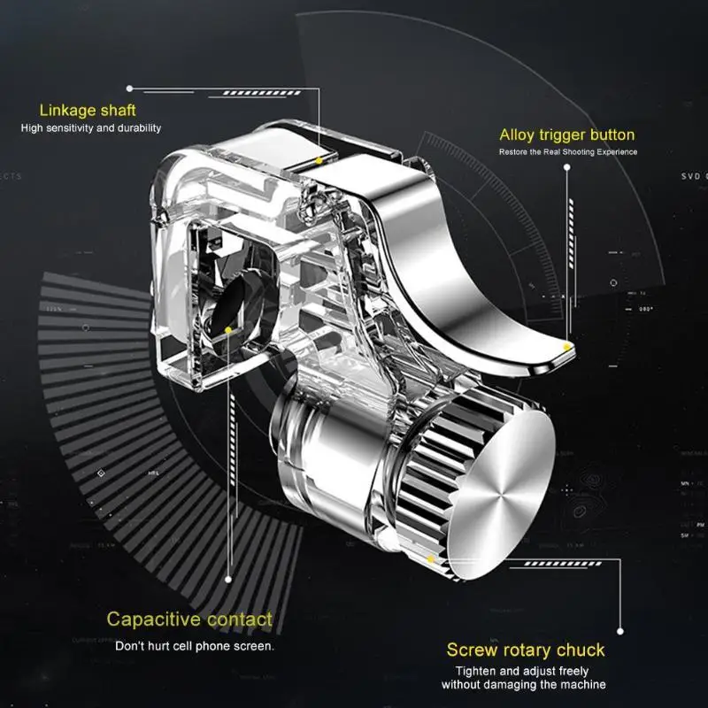 Metat Mobile Phone Gaming Trigger Gamepad Controller for 4.6-6.5 Inches Devices Adjustable Expansion and Contraction