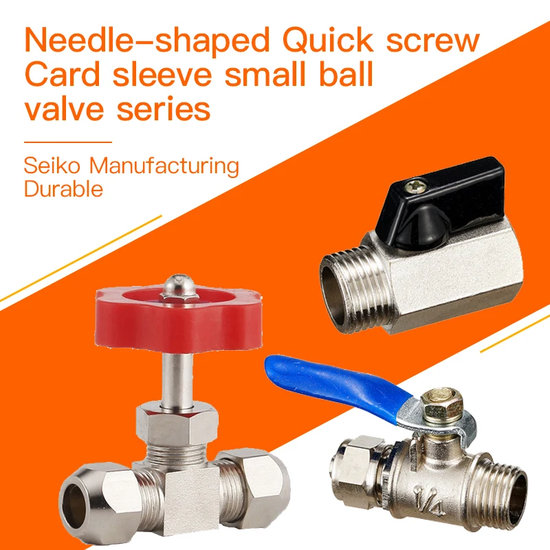 1pc Mini brass ball valve double inner ferrule needle valve quick screw ball valve BSP Male To Female Air Compressor Valves