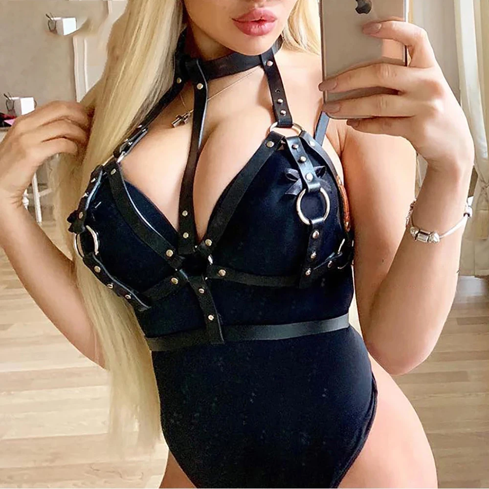 BDSM Body Leather Harness Bra Bondage Strap Belt Women\'s Underwear Cage Breast Wrap Suspenders Goth Sexy Lingerie Garter Belt