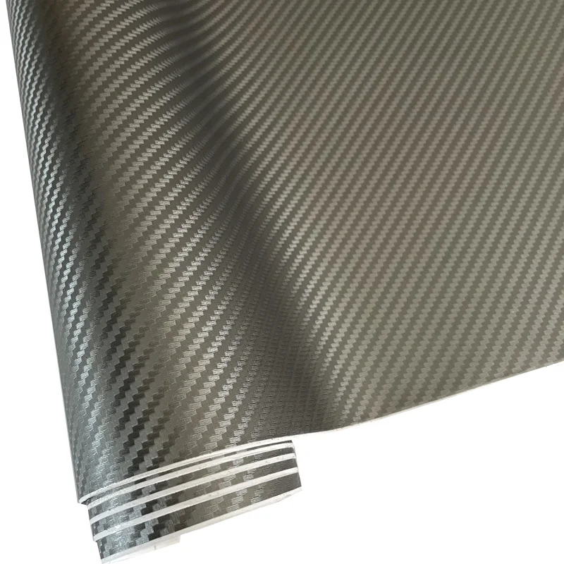 Gunmetal Gray Carbon Fiber Vinyl Film Car Wrap Sheet with Air Release Bubble Free Self Adhesive DIY Decals Stickers